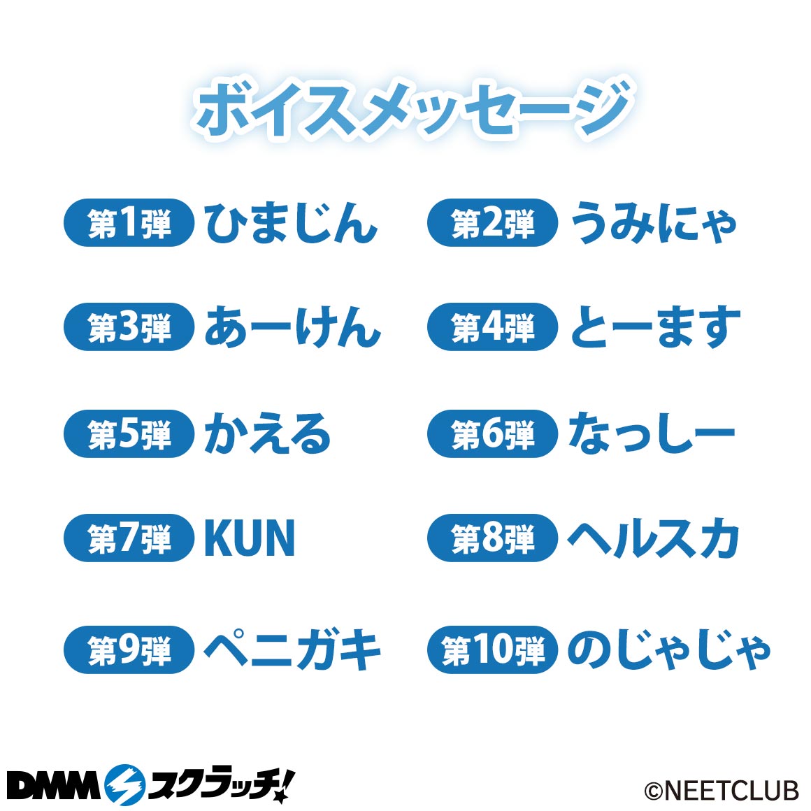 Wチャンス賞 ひまじん・うみにゃ・あーけん・とーます・かえる・なっしー・KUN・ヘルスカ・ペニガキ・のじゃじゃ